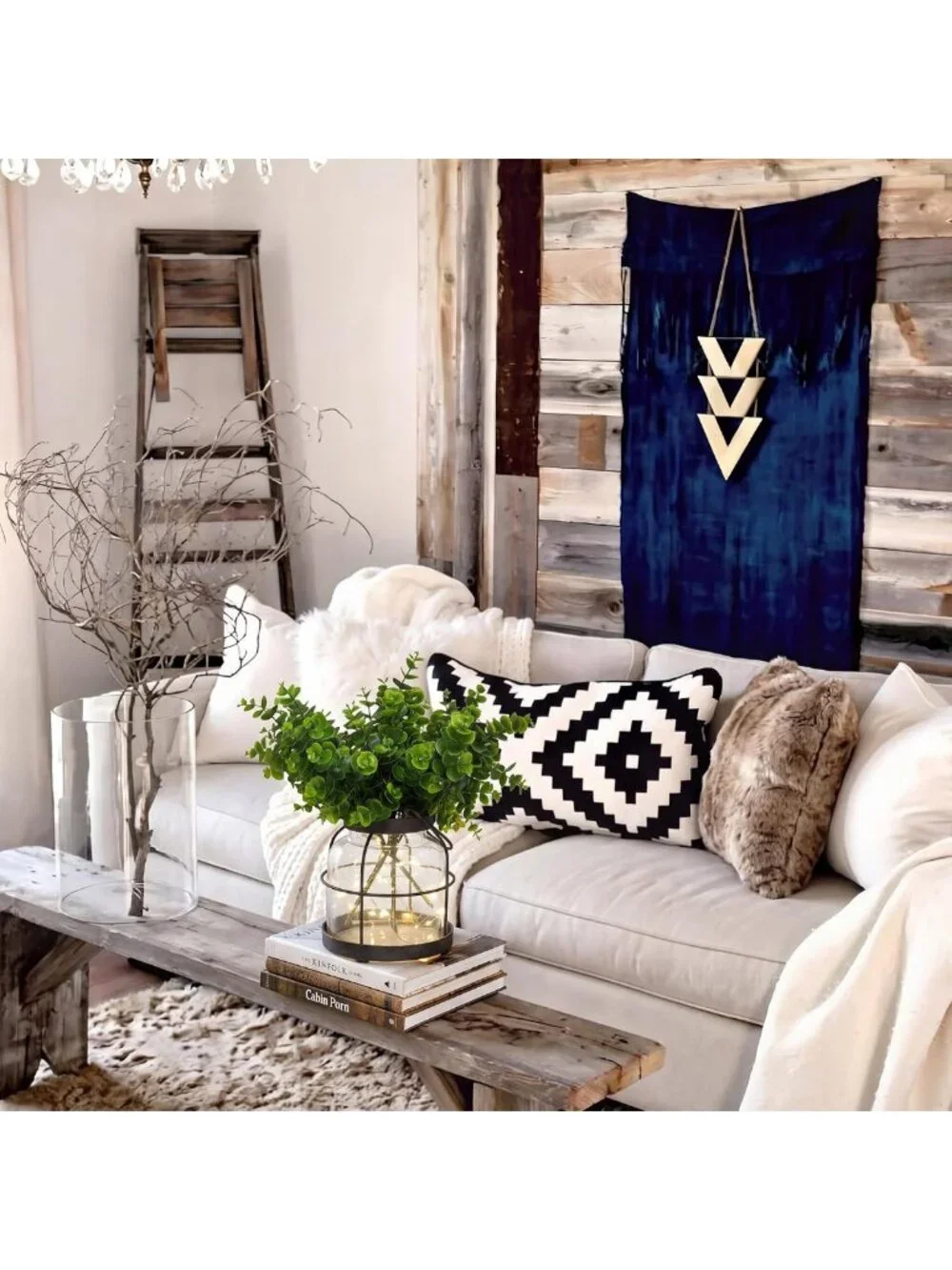 Rustic Vintage Glass Vase for Farmhouse Decor | Decorative Lantern Accent Piece